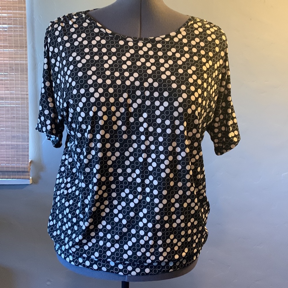 Black and White Polka Dot Tunic Top Size 1X